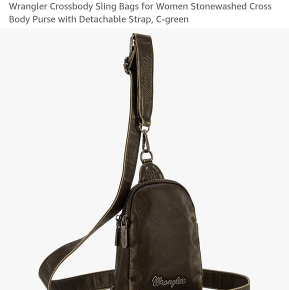 Wrangler Green and Brown Mini Bag with Teardrop Design - Picture 2 of 7